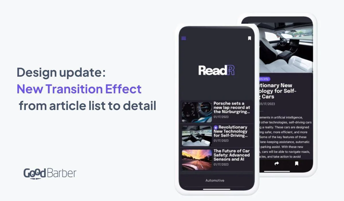 Design update: A new transition effect from a content list to the details page