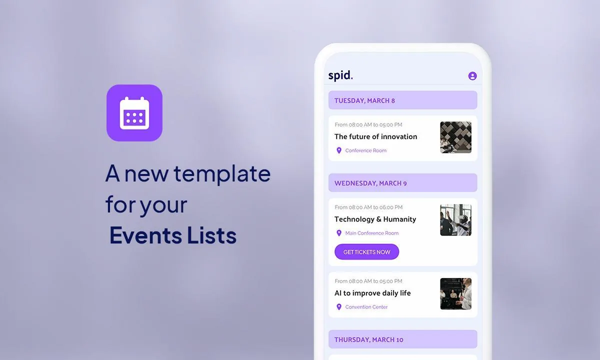 Design update: a new template for displaying your event lists